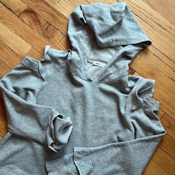 Ruffled Cold-Shoulder Distressed Hoodie w/cut outs from Wilt via ANTHROPOLOGIE - Picture 2 of 7